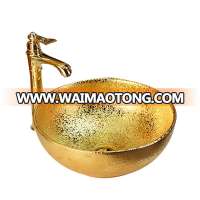 Electroplating gold wash hand basin chinese ceramic wash basin with gold color bathroom sinks8286